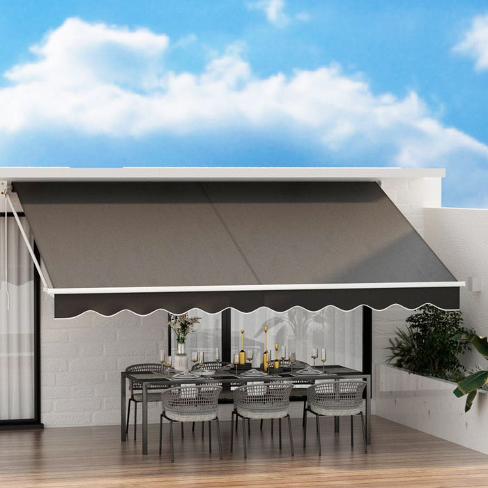 Retractable Folding Arm Awning Outdoor 4.5mx2.5m Canopy Grey