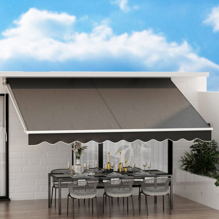 Retractable Folding Arm Awning Outdoor Sunshade 4mx2.5m Grey