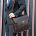 Retro Cowhide Leather Briefcase For 15.6 Inch Laptop