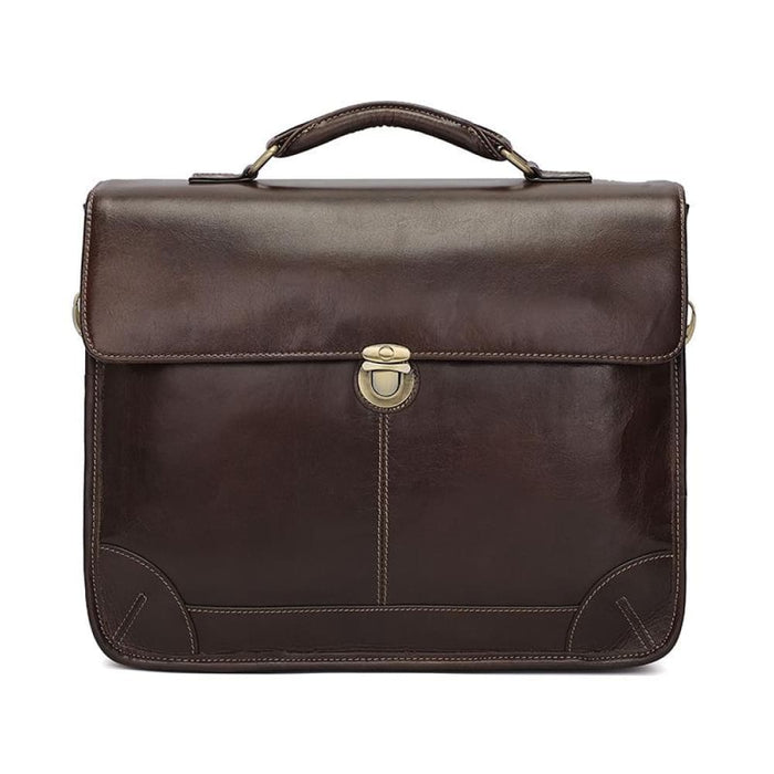 Retro Cowhide Leather Briefcase For 15.6 Inch Laptop