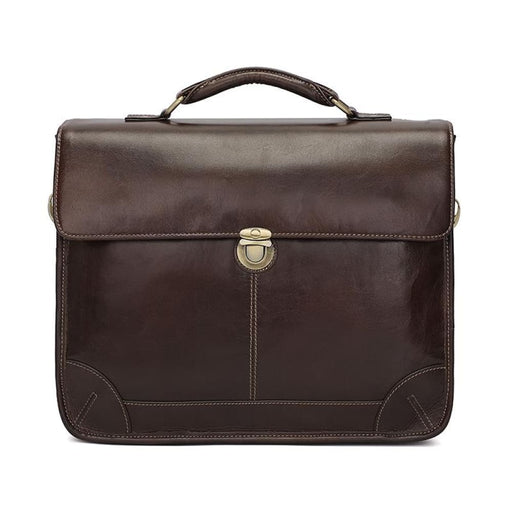 Retro Cowhide Leather Briefcase For 15.6 Inch Laptop