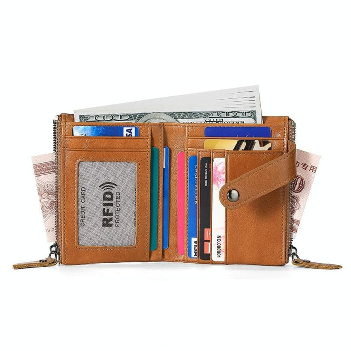 Retro Cowhide Leather Rfid Wallet