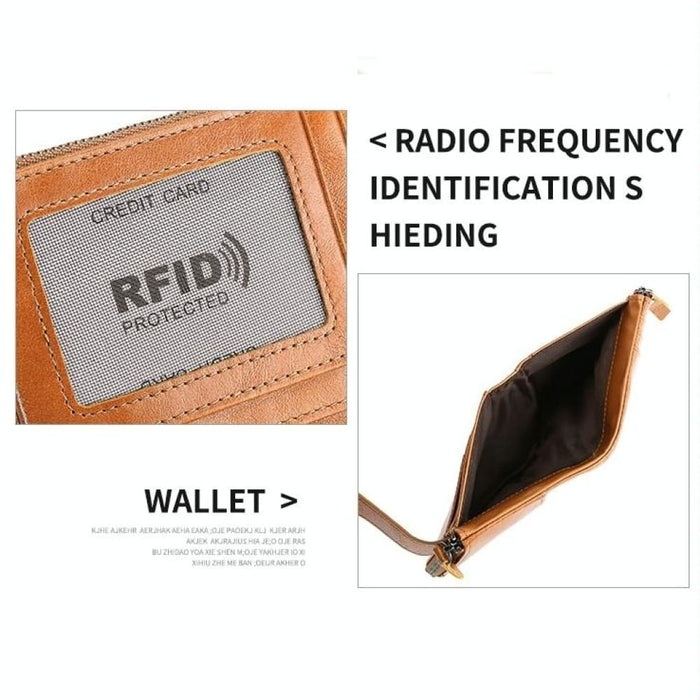 Retro Cowhide Leather Rfid Wallet