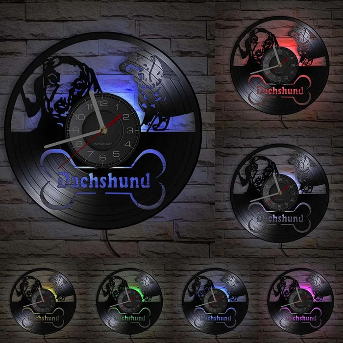 Retro Dachshund Vinyl Record Wall Clock