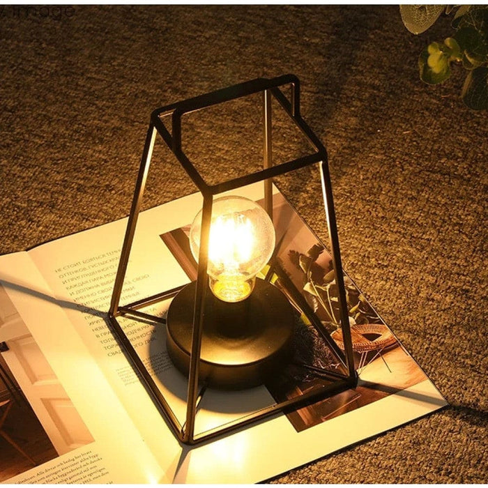 Retro Geometric Cordless Battery Powered Table Lamp