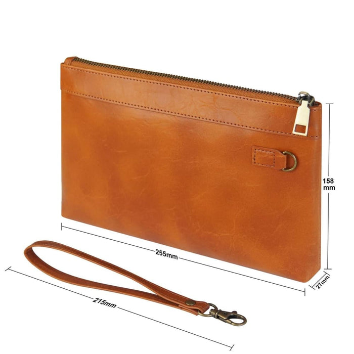 Retro Leather Clutch Zipper Envelope Bag
