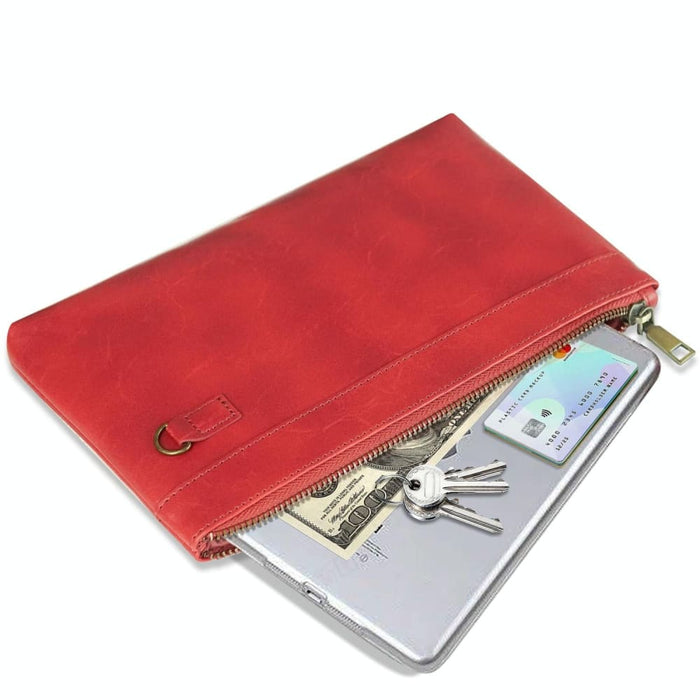 Retro Leather Clutch Zipper Envelope Bag