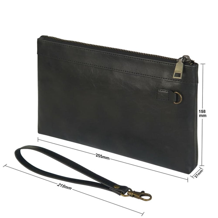 Retro Leather Clutch Zipper Envelope Bag