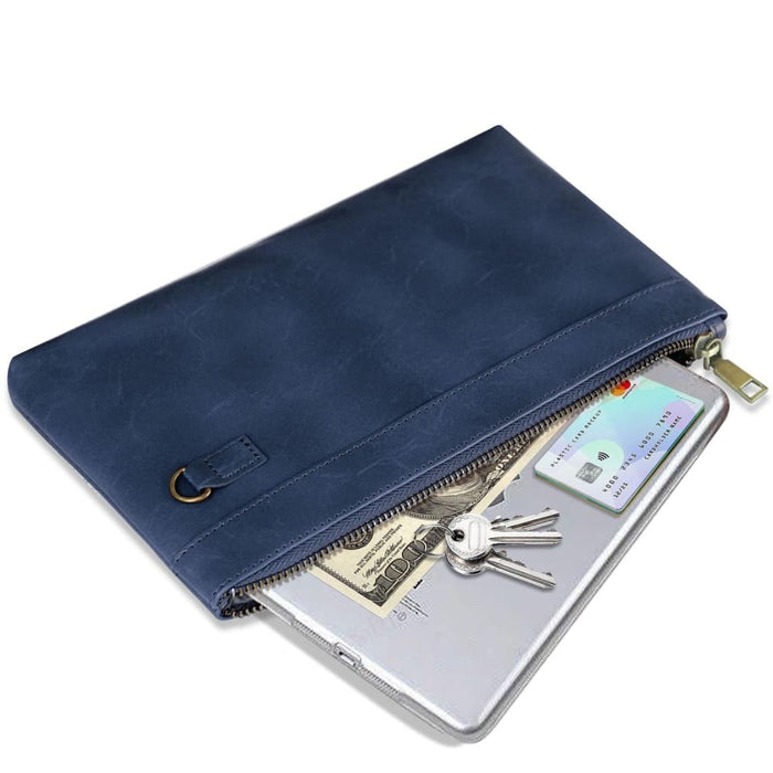 Retro Leather Clutch Zipper Envelope Bag