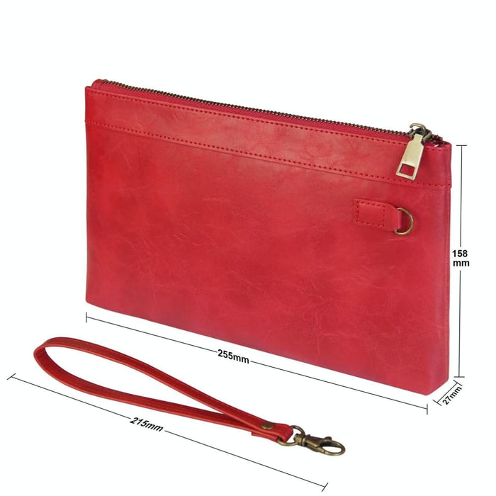 Retro Leather Clutch Zipper Envelope Bag