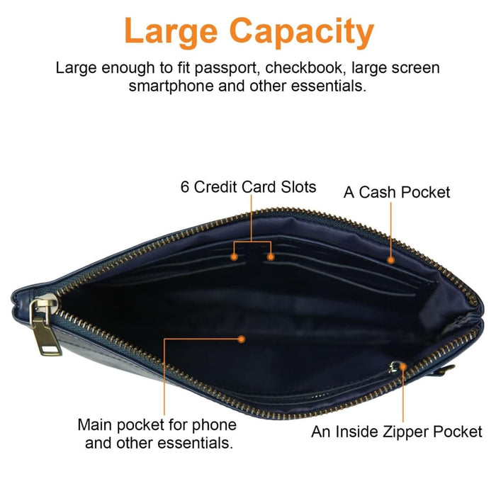 Retro Leather Clutch Zipper Envelope Bag