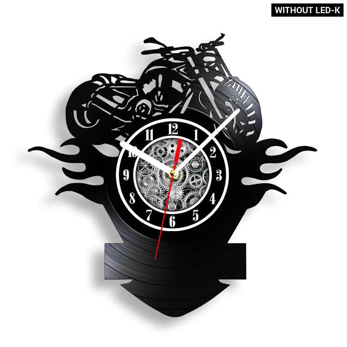 Retro Motorcycle Vinyl Record Wall Clock
