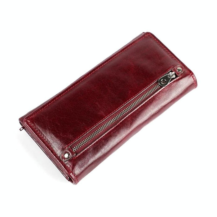 Retro Rfid Leather Lady Wallet Multi Function