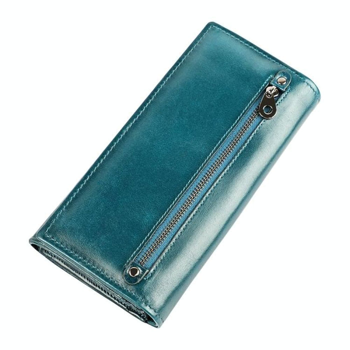 Retro Rfid Leather Lady Wallet Multi Function