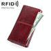 Retro Rfid Leather Lady Wallet Multi Function