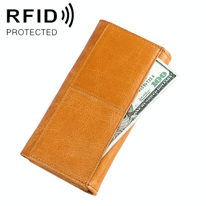 Retro Rfid Leather Lady Wallet Multi Function