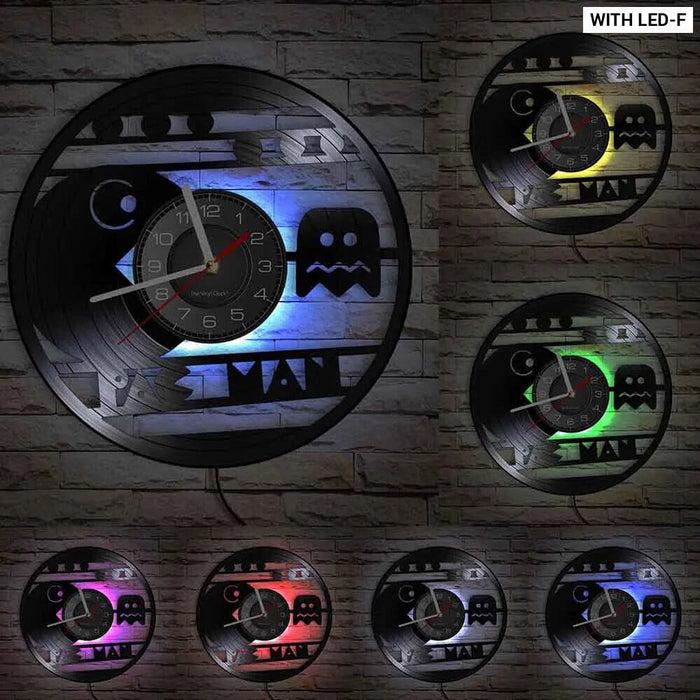 Retro Vinyl Record Wall Clock for Gamer Room Decor