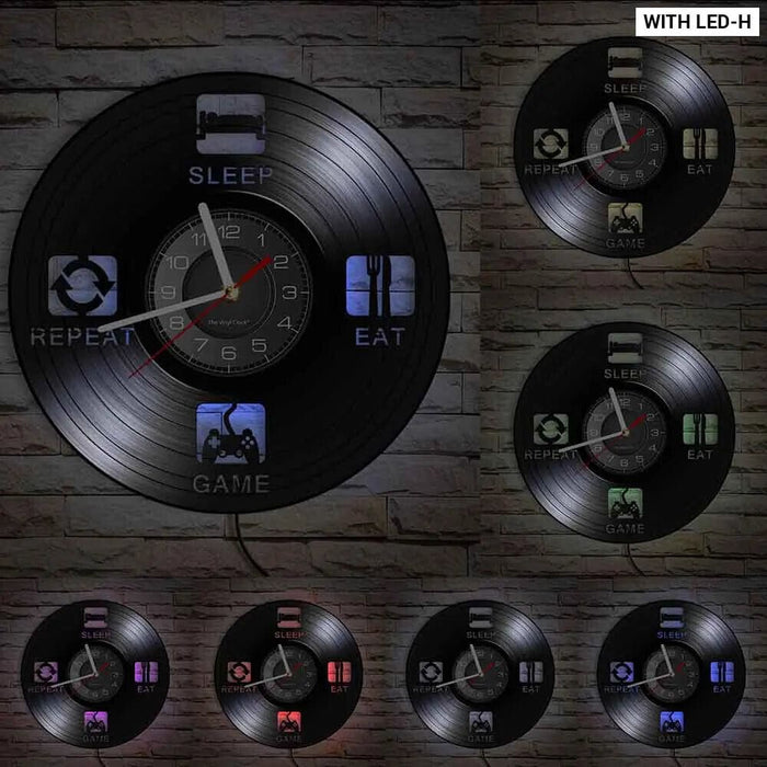 Retro Vinyl Record Wall Clock for Gamer Room Decor