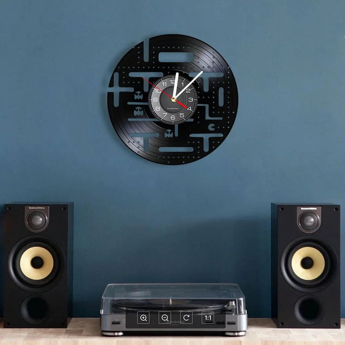 Retro Vinyl Record Wall Clock for Gamer Room Decor