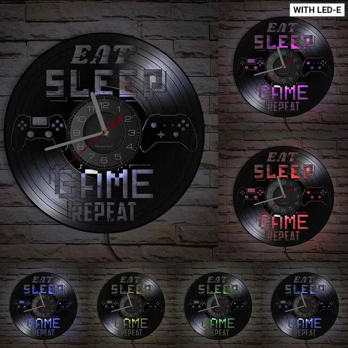 Retro Vinyl Record Wall Clock for Gamer Room Decor