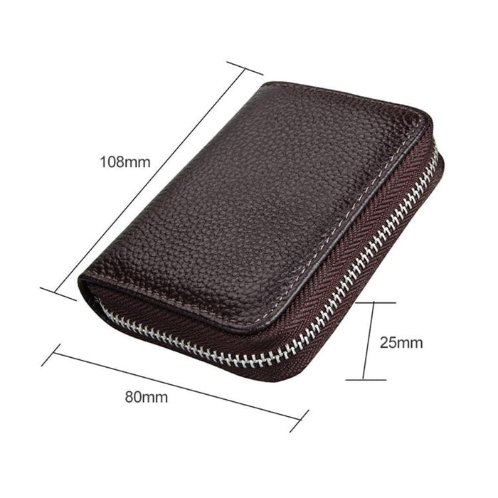 Rfid Antimagnetic Leather Zipper Wallet