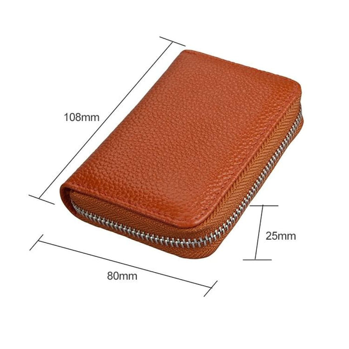 Rfid Antimagnetic Leather Zipper Wallet