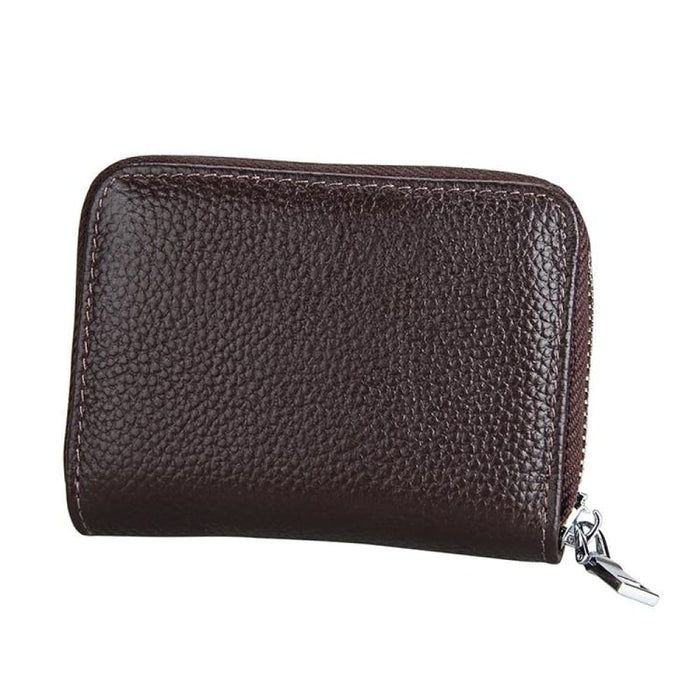 Rfid Antimagnetic Leather Zipper Wallet