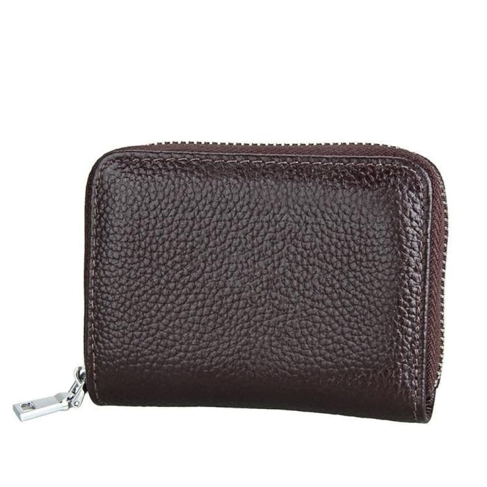 Rfid Antimagnetic Leather Zipper Wallet