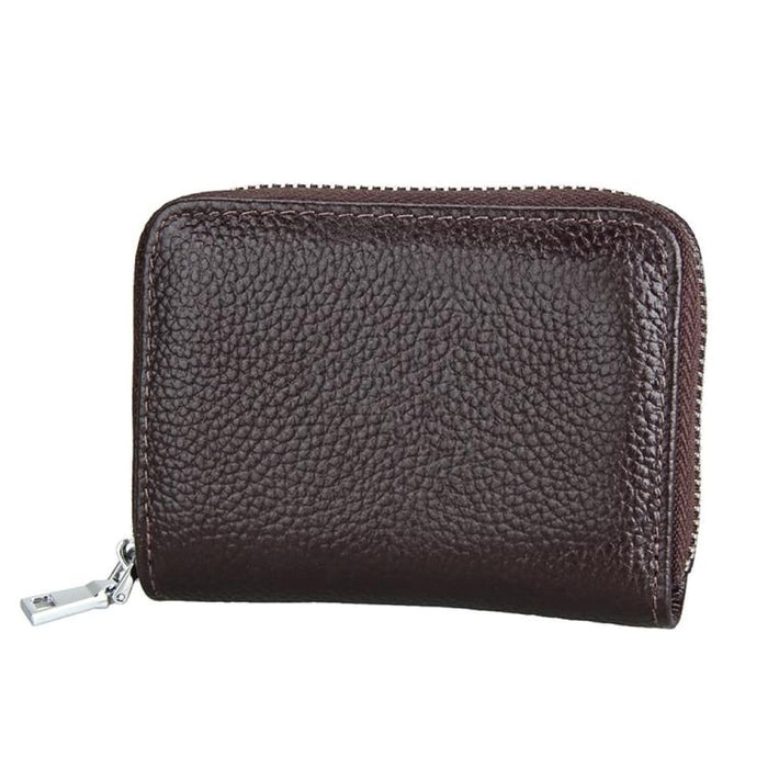 Rfid Antimagnetic Leather Zipper Wallet