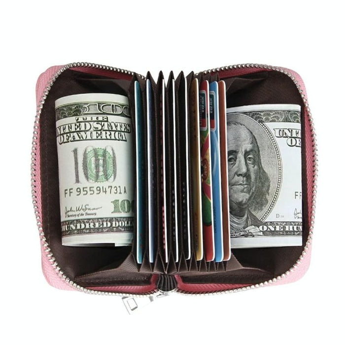 Rfid Antimagnetic Leather Zipper Wallet