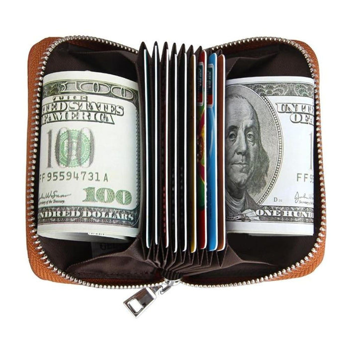 Rfid Antimagnetic Leather Zipper Wallet