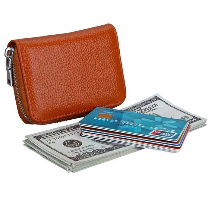 Rfid Antimagnetic Leather Zipper Wallet