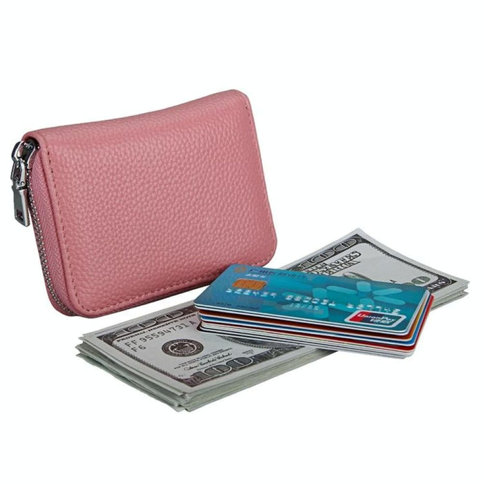 Rfid Antimagnetic Leather Zipper Wallet