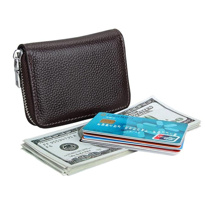 Rfid Antimagnetic Leather Zipper Wallet
