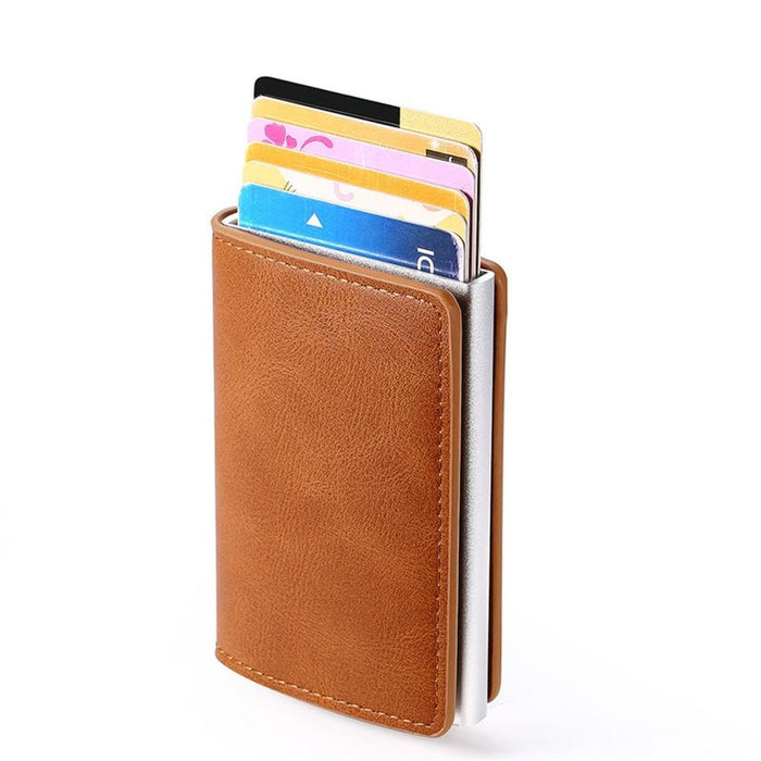 Rfid Blocking Automatic Card Holder With Coin Pocket