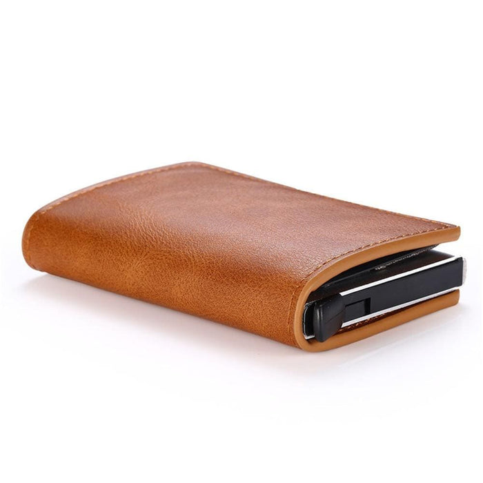 Rfid Blocking Automatic Card Holder With Coin Pocket