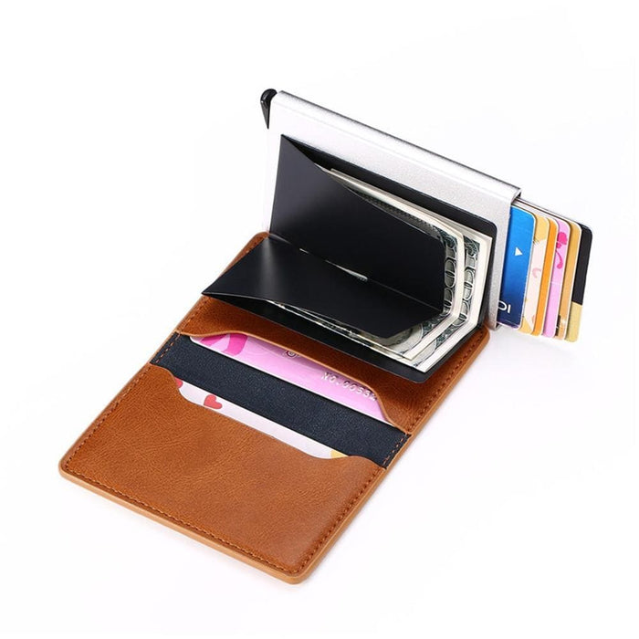 Rfid Blocking Automatic Card Holder With Coin Pocket