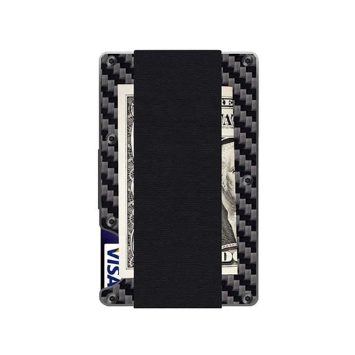 Rfid Blocking Carbon Fiber Wallet With Elastic Belt