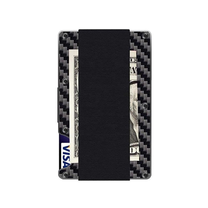Rfid Blocking Carbon Fiber Wallet With Elastic Belt