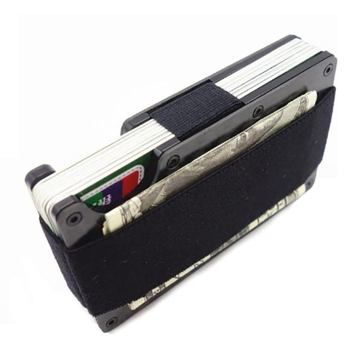 Rfid Blocking Carbon Fiber Wallet With Elastic Belt