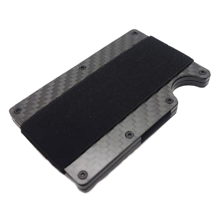 Rfid Blocking Carbon Fiber Wallet With Elastic Belt