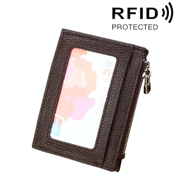 Rfid Blocking Cowhide Leather Card Holder Wallet 11x8x1.5cm
