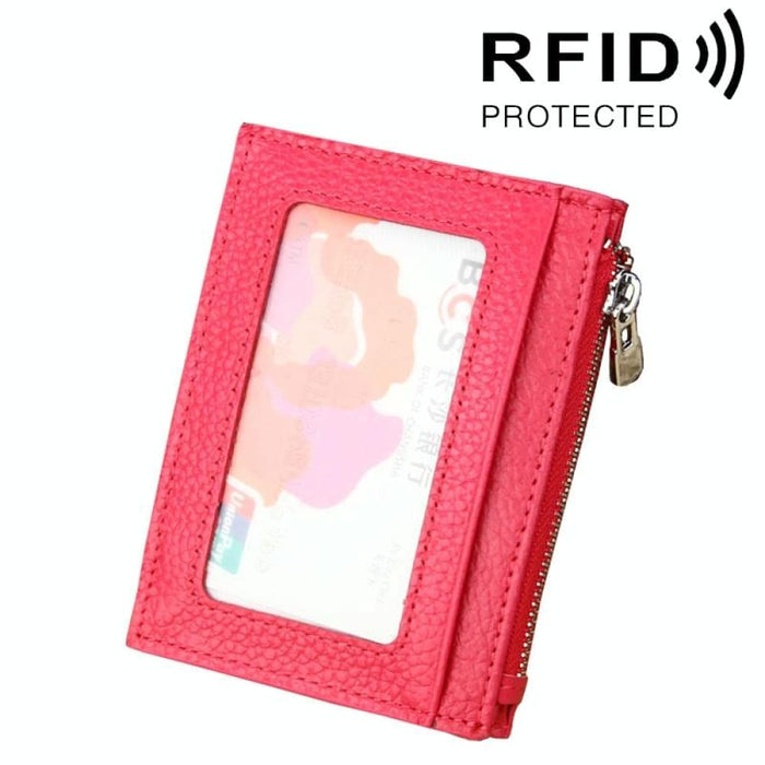 Rfid Blocking Cowhide Leather Card Holder Wallet 11x8x1.5cm