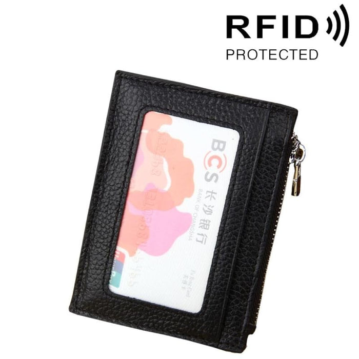 Rfid Blocking Cowhide Leather Card Holder Wallet 11x8x1.5cm