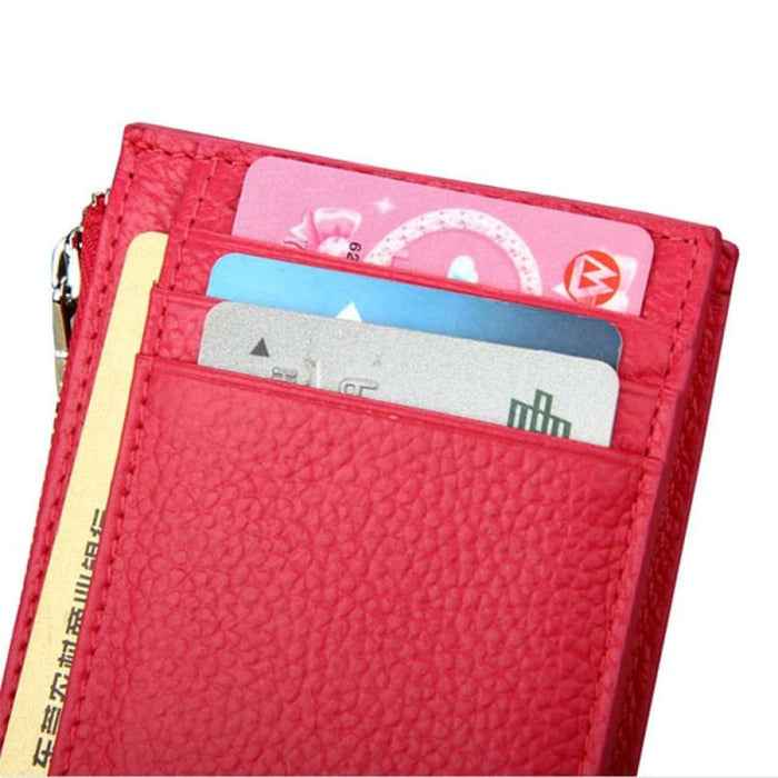 Rfid Blocking Cowhide Leather Card Holder Wallet 11x8x1.5cm