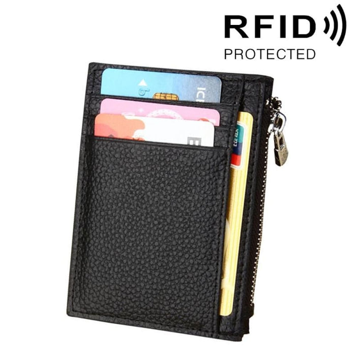 Rfid Blocking Cowhide Leather Card Holder Wallet