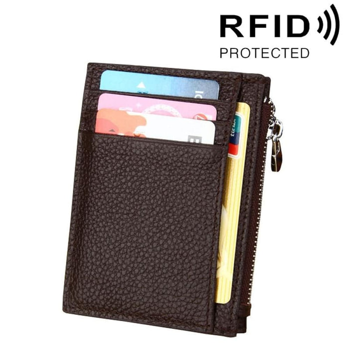 Rfid Blocking Cowhide Leather Card Holder Wallet