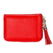 Rfid Blocking Leather Card Holder With Tassel And 15 Slots