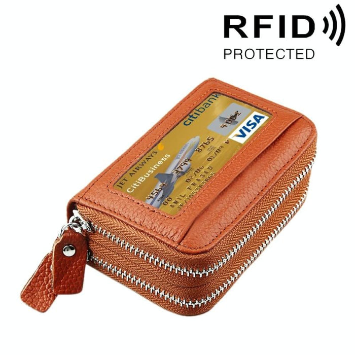 Rfid Blocking Leather Card Holder Wallet With 11 Slots