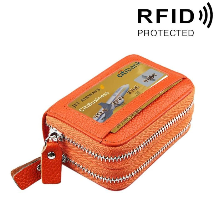 Rfid Blocking Leather Card Holder Wallet With 11 Slots